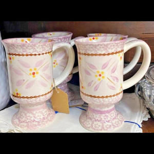 Temptations Kitchen Temptations by Tara Set of 4 Old World Lilac Pedestal Mugs